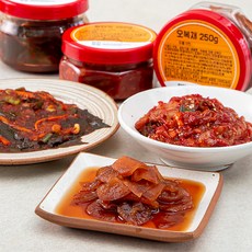 평화 반찬B세트 특창란젓 250g + 양념깻잎무침 250g + 오복채 250g, 1세트