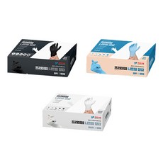 Kitchen-Art 高級乳膠衛生手套 白色 L號 100入+黑色 M號 100入+藍色 L號 100入組, 1組