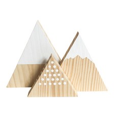 GUNU 獨特山形木製室內裝飾品3件組, 白色