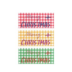 格紋聖誕貼紙, 混合顏色, 90個