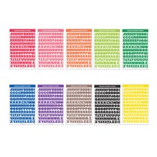 wannathis 工整基本彩色字母貼紙10種套組, 混合顏色, 1套