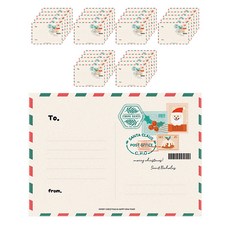 Donna&deco From Santa 聖誕節明信片感包裝貼紙 大 14 x 10 cm, 混合顏色, 60個