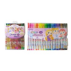 迪士尼公主角色24色色鉛筆 + 24色簽字筆套組, 1套
