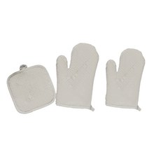 矽膠烤箱手套 17*27cm 2入+墊子組, 灰色, 1套