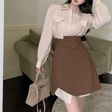 비비에모 유니크 랩스타일 셔츠형 원피스 00592