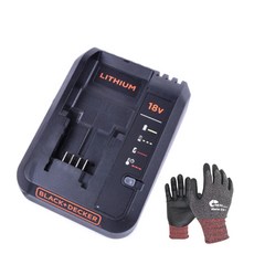 BLACK&DECKER 百工 18V專用高速充電器 BDC2A + 工作手套組, 1套