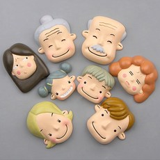 家庭冰箱磁鐵 8種組, 爺爺、奶奶、阿姨、阿姨、爸爸、媽媽、男孩、女孩