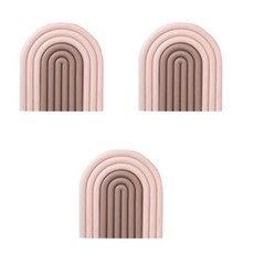 내열 실리콘 무지개 냄비 받침 겸 컵받침, 핑크 + 브라운, 3개