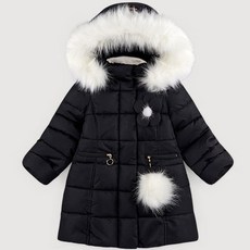 JELISPOON 童款花朵造型毛邊連帽保暖長版外套