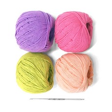 멜로우 원형 컵받침 뜨개질 DIY 패키지, 1개, 혼합색상