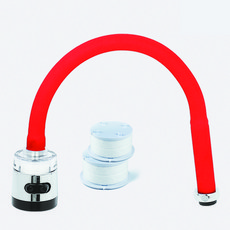 防垢除鏽廚房軟管水龍頭+替換濾芯 2入組 紅色, 1組