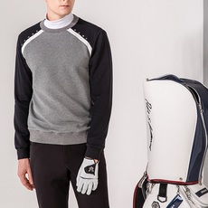 NEVERMINDALL 男士純色肩塊圓形運動衫 T恤