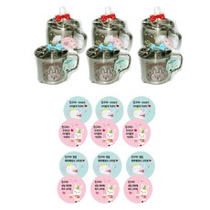 靈活的烏龜動物故事不鏽鋼Chika杯蝴蝶結包裝 2種*3入+貼紙 2種*6入組, 混色, 1套