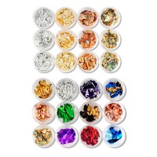 Jello Jello 美甲金屬箔裝飾亮片 12入+基本亮片 12入, 1組, 混色