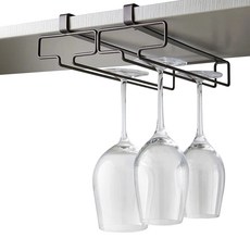 廚房櫥櫃上方層架 紅酒杯雙排收納掛架 PA_01_01, 黑色, 1個