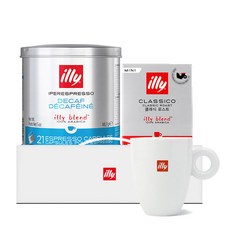 illy 意利咖啡 咖啡禮盒組 無咖啡因膠囊+中焙咖啡即溶粉隨身包, 1組