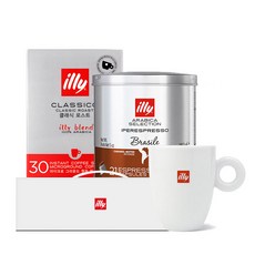 illy 意利咖啡 咖啡禮盒組 巴西咖啡膠囊+中焙咖啡即溶粉隨身包, 1組