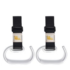 嬰兒車用半月型掛鉤, 黑色 銀色, 2入