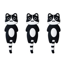 아롱이샵 고양이 자석 마스크 열쇠 걸이, 너구리냥, 3개