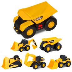 ROAD RIPPERS Buchuka Building 聲音自卸卡車 + Rhino 迷你機器動作玩具 5 件套, 黃色+黑色