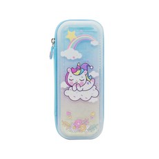 글리터 멀티 필통, 유니콘 블루, 1개