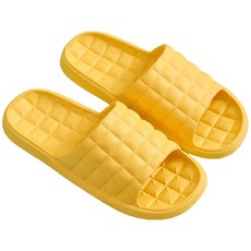 絎縫圖案浴室拖鞋 黃色, 1個