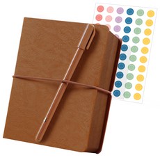 RIHOON 2022故事日記短日期型+圓珠筆+貼紙套組, 棕色的