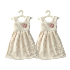 花朵連身裙擦手巾, 2個, 白色的