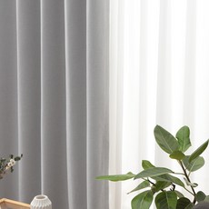 亞麻遮光窗簾 孔眼型 2入, 白色 灰色