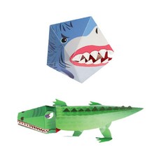 액션크래프트 움직이는 신기한 입체 종이 장난감 상어랑 악어만들기, 혼합색상, 1개