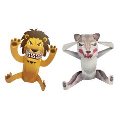 액션크래프트 움직이는 신기한 입체 종이 장난감 사자랑 늑대만들기, 혼합색상, 1개