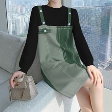 메이첼 마리오 데님느낌 라운드넥 니트 원피스 00258 빅사이즈 포함