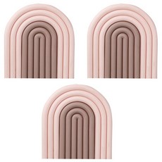 Haemil 矽膠廚房鍋墊, 粉色+棕色, 3個