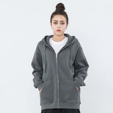 L.LAMO H刷毛素色連帽拉鍊外套