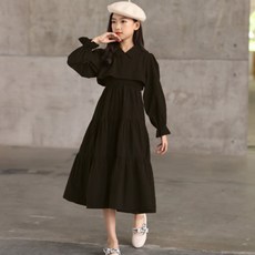 Angel Eye 女童抓皺素色連身裙