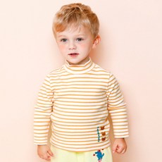 milk mile 童款橫條小熊刺繡羅紋長袖上衣