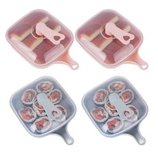 쁘띠끄 사각 앞접시 세트, 1세트, 사각 앞접시 핑크 2p + 그레이 2p + 뚜껑 4p