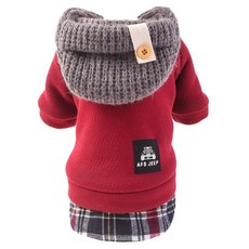 Story House寵物狗狗針織帽連帽T, 紅色的