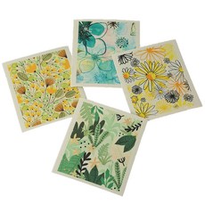 brwd花園海報圖案廚房抹布 4入組, 1套