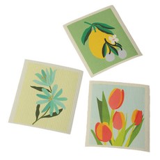 brwd花果圖案廚房抹布 3入組, 1套