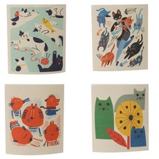 brwd動物花色廚房抹布 4入組, 1套