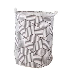 All-high 亞麻洗衣籃, 02 白色方塊, 1個