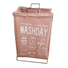 ALLHIGH 可折疊鐵製洗衣籃 + 蓋子, 23 粉紅色衣架, 1個