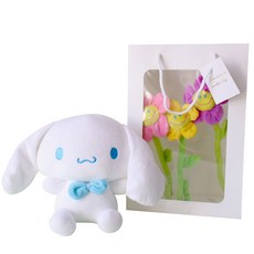 MORIANN 三麗鷗中型娃娃 + 微笑花 3入 + 禮物提袋, 23cm, 大耳狗(娃娃), 1個