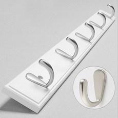 YOUNGGREEN 5鉤竹製壁掛衣架, 白色, 1個