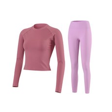 SPICA 女款基本款短版長袖瑜伽上衣 + 基本款Y字緊身褲