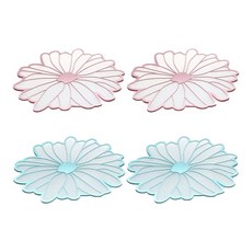 Life Lab 花朵餐墊 茶杯墊 鍋墊 2款 x 2件組, 薄荷綠, 粉紅色, 1套