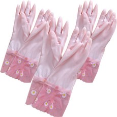 Life Lab冬季用天鵝絨寬橡膠手套雙手組, 粉色的, 3套