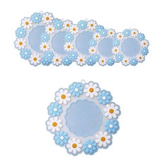 花朵圖樣矽膠隔熱墊 L號 2入+M號 2入+S號 2入, 藍色, 1套