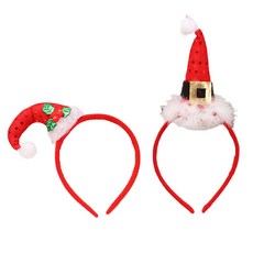 紅色聖誕帽 聖誕冬青葉 派對髮飾髮箍 2件組, A, B, 1套